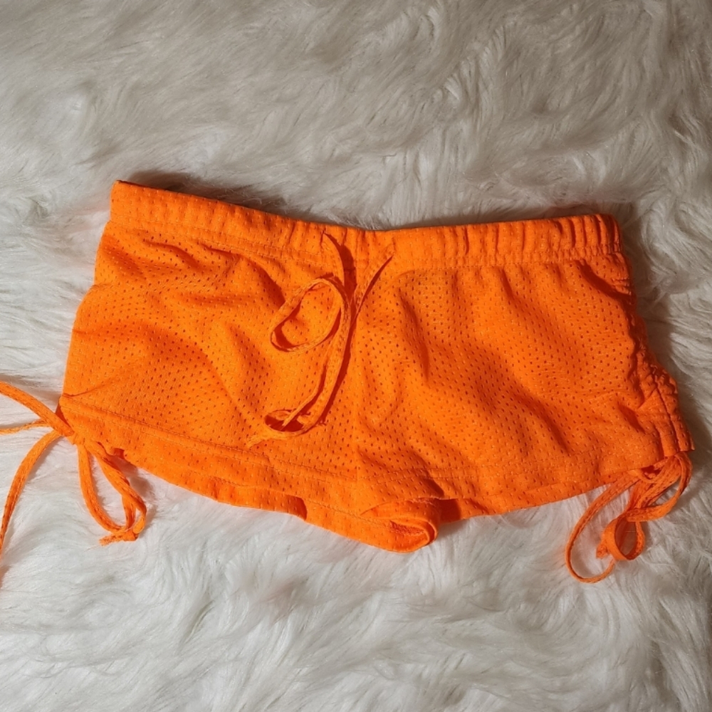 Hot Miami Style Neon Orange Adjustable Tie Booty Shorts